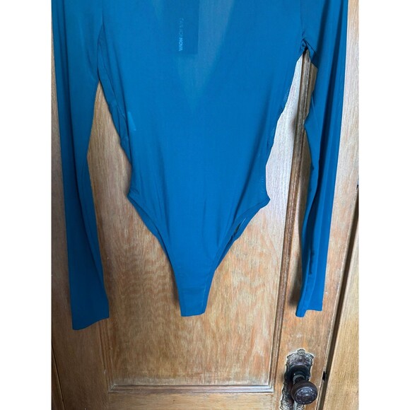 Bright blue sheer long sleeve bodysuit - Picture 7 of 8